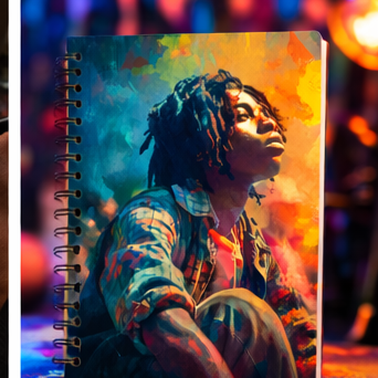 Vibrant Portrait Spiral Notebook Colorful Urban Artist Ruled Journal For Daily Writing