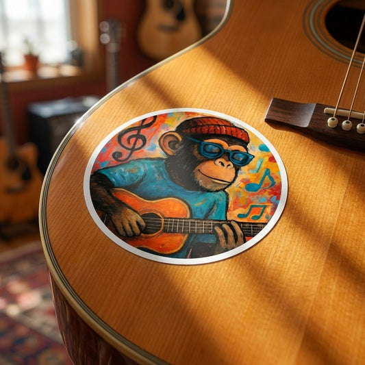 "Funky Folk" Chimp Sticker - MusicandydesignsPaper products