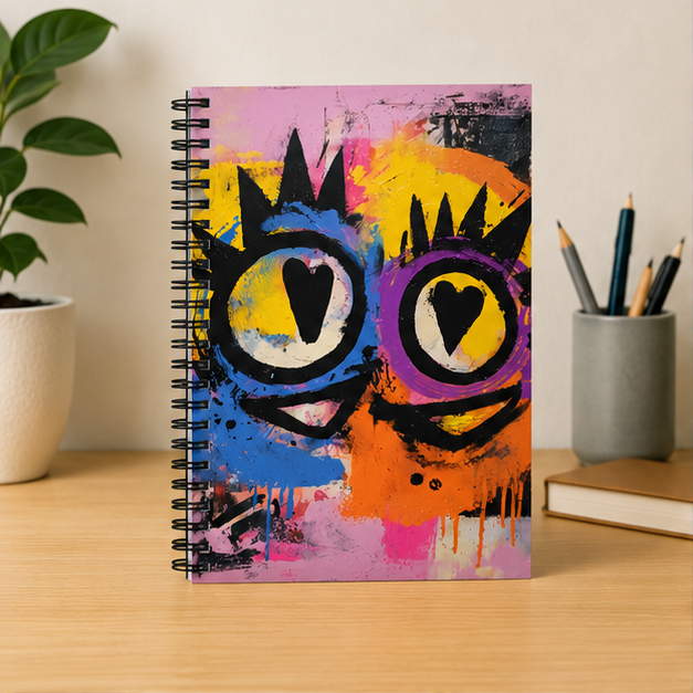Graffiti Heart Eyes Spiral Notebook Colorful Urban Art Ruled Journal For Doodles Lists And Late Night Thoughts