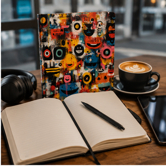 Abstract Graffiti Smiley Hardcover Journal Colorful Urban Art Notebook Perforated Pages 150 Lined