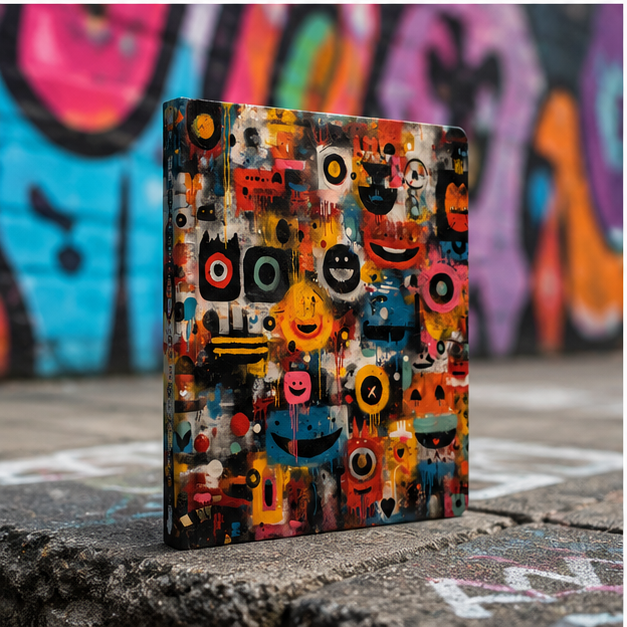 Abstract Graffiti Smiley Hardcover Journal Colorful Urban Art Notebook Perforated Pages 150 Lined