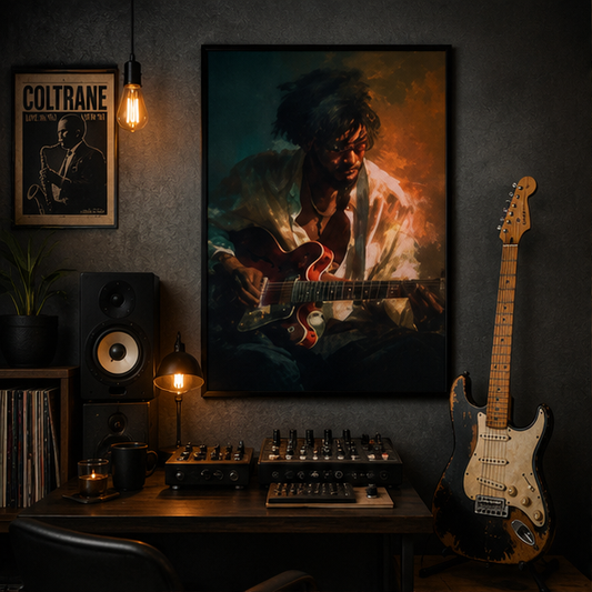 Guitarist Portrait Matte Poster — Moody Musician Wall Art