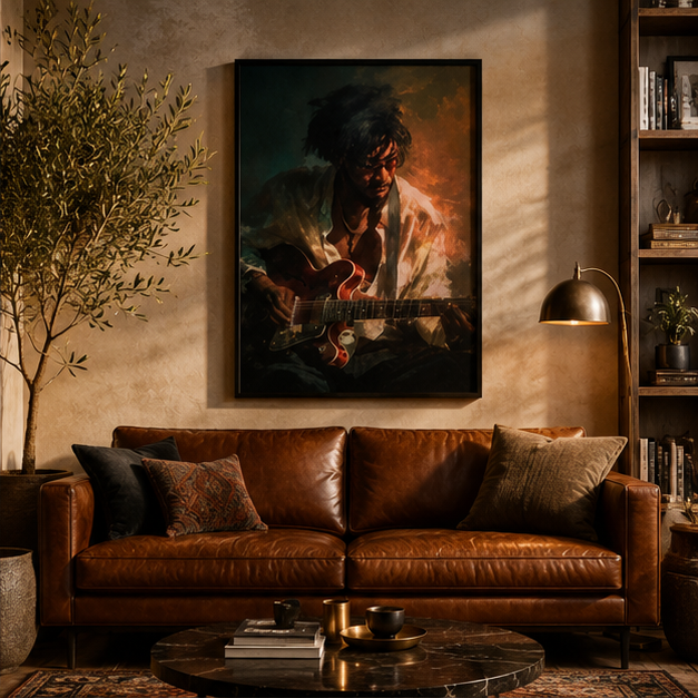 Guitarist Portrait Matte Poster — Moody Musician Wall Art