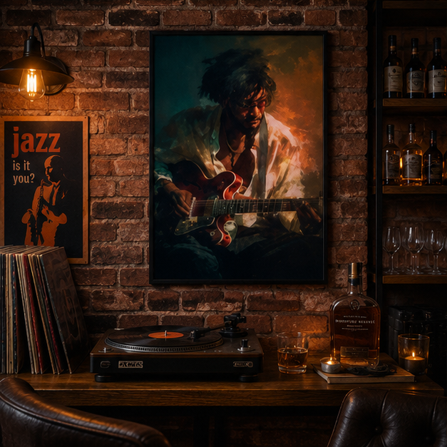 Guitarist Portrait Matte Poster — Moody Musician Wall Art