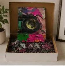 Colorful Camera Jigsaw Puzzle Featuring Artistic Floral Design And Glossy Finish