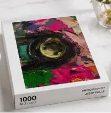 Colorful Camera Jigsaw Puzzle Featuring Artistic Floral Design And Glossy Finish