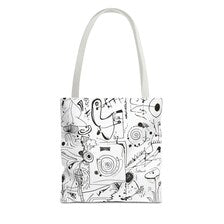 Abstract Black White Doodle Tote Bag | Scribble Art All-Over Print