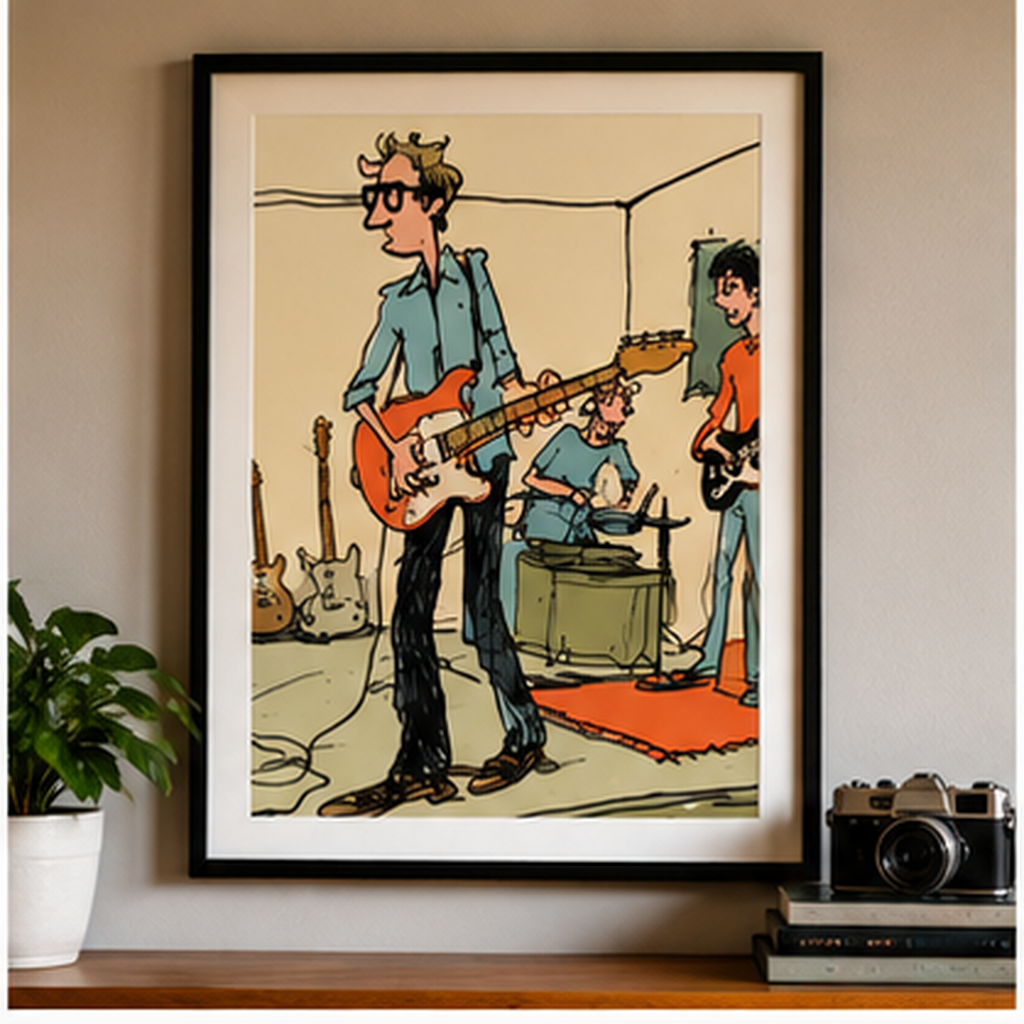 Indie Band Poster, Retro Rock Music Wall Art, Guitar Player Print, Garage Band Poster, Musician Gift, Vintage Music Room Decor