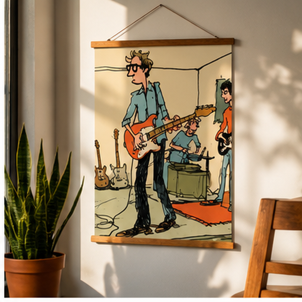 Indie Band Poster, Retro Rock Music Wall Art, Guitar Player Print, Garage Band Poster, Musician Gift, Vintage Music Room Decor