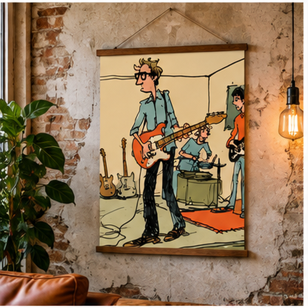 Indie Band Poster, Retro Rock Music Wall Art, Guitar Player Print, Garage Band Poster, Musician Gift, Vintage Music Room Decor