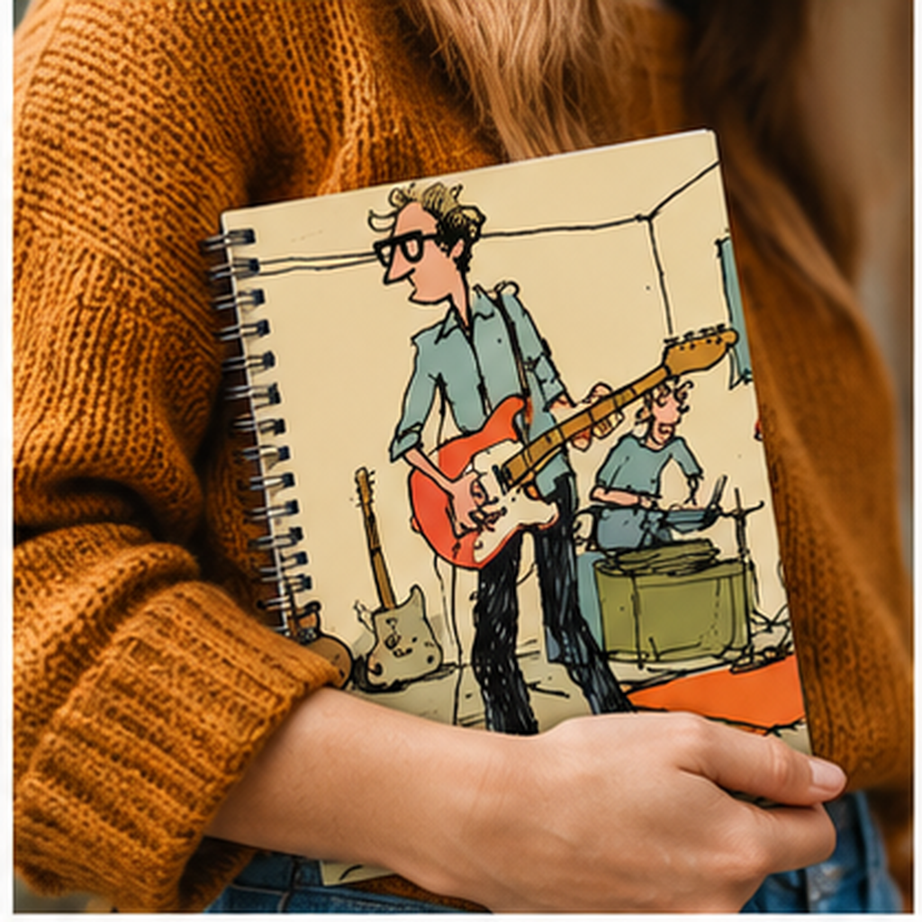 Indie Rock Band Spiral Notebook — Ruled Music Journal