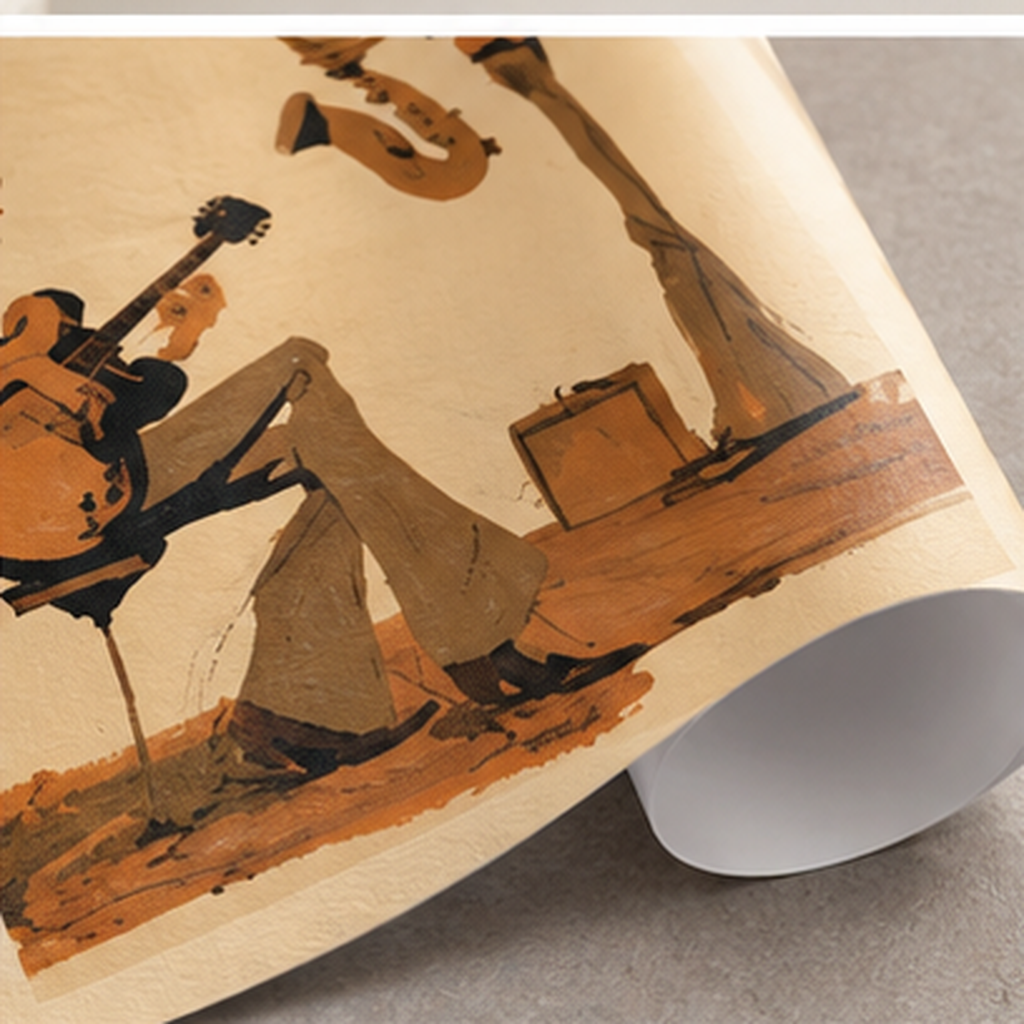 Jazz Duo Matte Poster, Vintage Guitar & Saxophone Wall Art, Retro Jazz Print, 70s Music Room Decor, Musician Gift