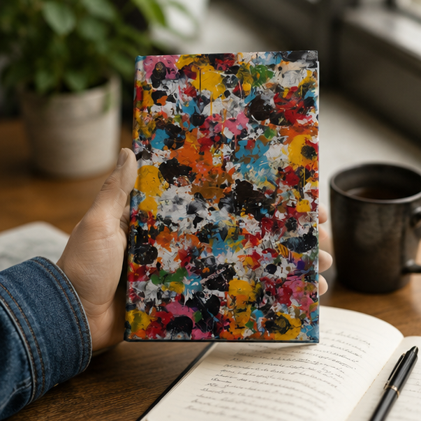 Abstract Color Splash Hardcover Journal With Vibrant Painted Artwork For Artists And Creative Notes 150 Lined Pages