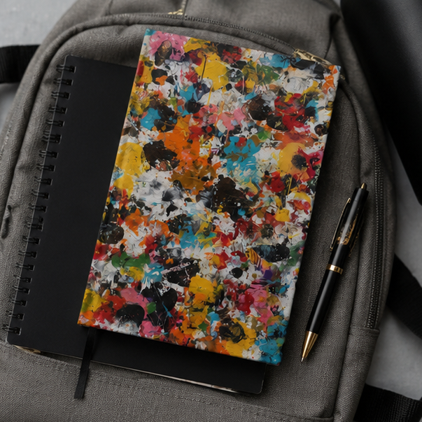 Abstract Color Splash Hardcover Journal With Vibrant Painted Artwork For Artists And Creative Notes 150 Lined Pages