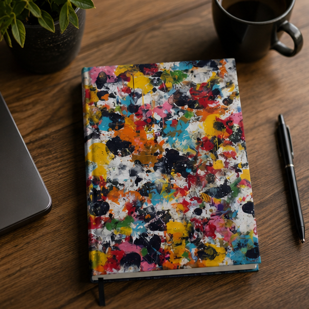 Abstract Color Splash Hardcover Journal With Vibrant Painted Artwork For Artists And Creative Notes 150 Lined Pages