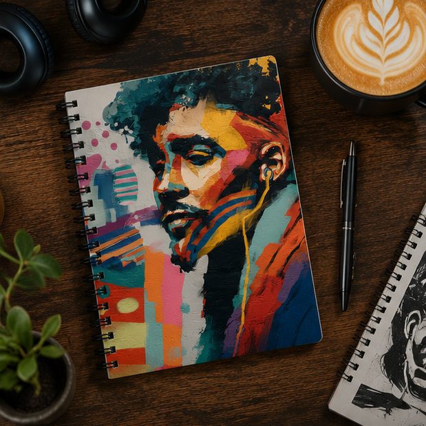 Colorful Portrait Spiral Notebook Abstract Urban Art Ruled Journal With 90GSM Pages And Sturdy 350GSM Cover