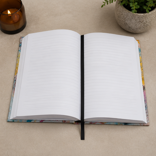 Abstract Paint Splatter Hardcover Journal Colorful Artistic Notebook With 150 Lined Pages And Sewn Casewrap Binding