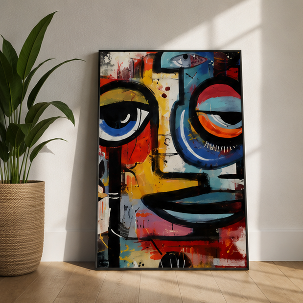Abstract Colorful Face Poster Matte Vertical Wall Art Print Home Decor