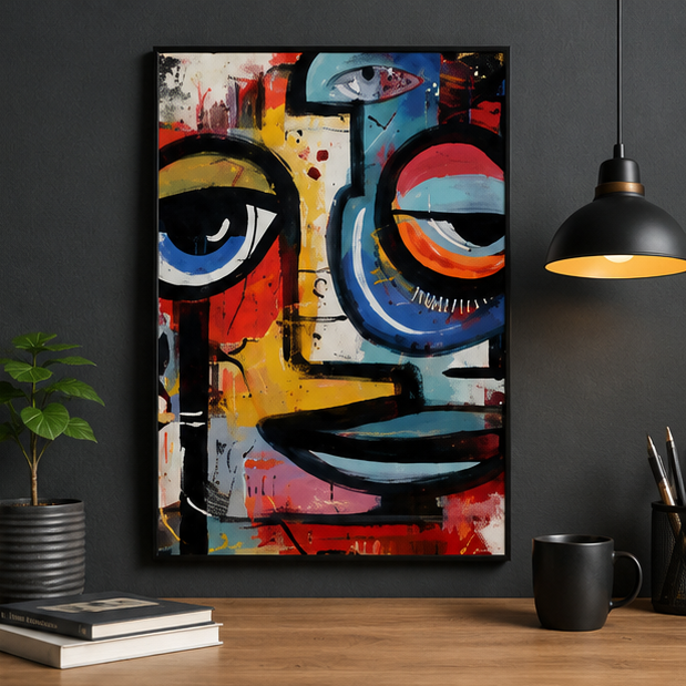 Abstract Colorful Face Poster Matte Vertical Wall Art Print Home Decor