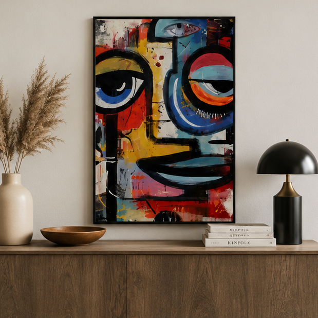 Abstract Colorful Face Poster Matte Vertical Wall Art Print Home Decor