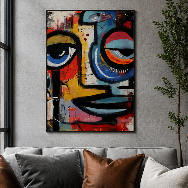 Abstract Colorful Face Poster Matte Vertical Wall Art Print Home Decor