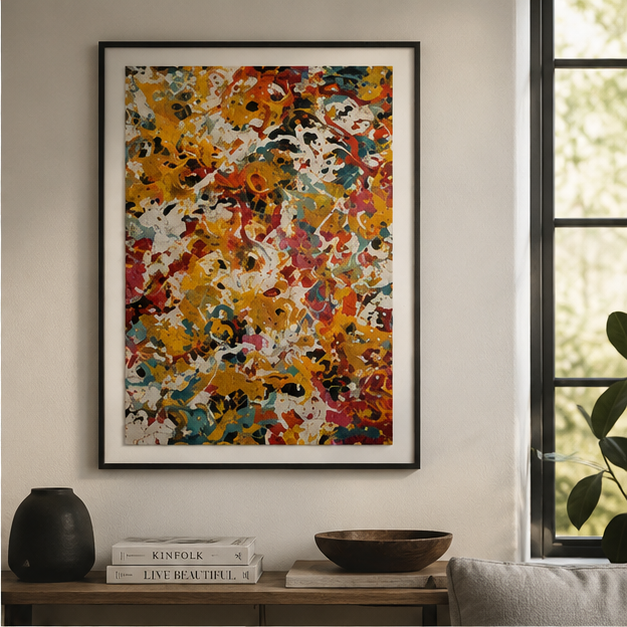Abstract Splatter Art Puzzle Colorful Gold Teal Red And Black Jigsaw For Adults And Families 110 252 520 1014 Piece