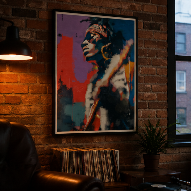 Retro Soul Portrait Poster Vertical Urban Street Art Wall Decor Matte Finish Giclee Print On Museum Grade Paper