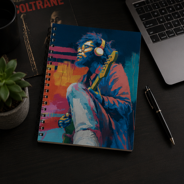 Music Artist Spiral Notebook Colorful Guitarist Art Journal Ruled 118 Pages GSM Paper