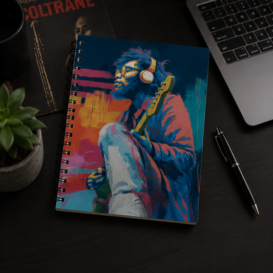 Music Artist Spiral Notebook Colorful Guitarist Art Journal Ruled 118 Pages GSM Paper
