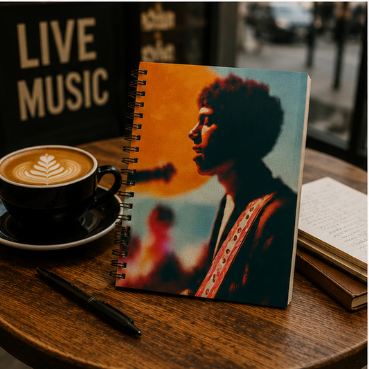 Psychedelic Sunset Spiral Notebook Vintage Portrait Ruled Journal For Song Lyrics Sketches And Set Lists