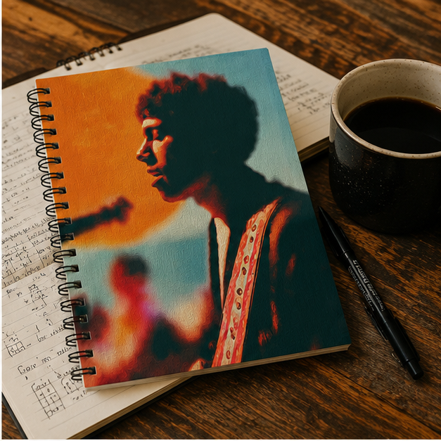 Psychedelic Sunset Spiral Notebook Vintage Portrait Ruled Journal For Song Lyrics Sketches And Set Lists
