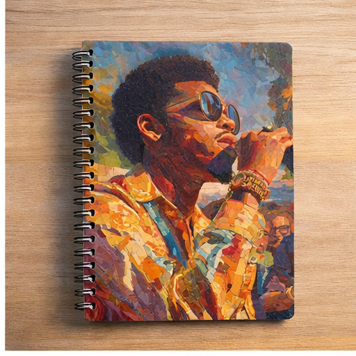 Spiral Notebook With Vintage Soul Singer Art Cover Ruled Paper For Lyrics Journals 90 Gsm