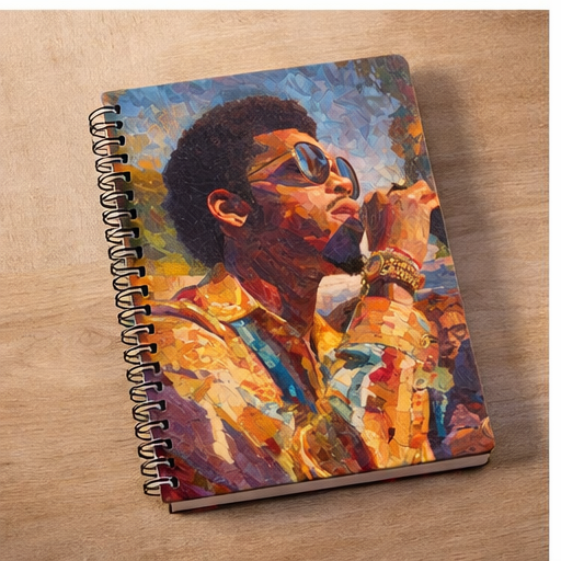 Spiral Notebook With Vintage Soul Singer Art Cover Ruled Paper For Lyrics Journals 90 Gsm