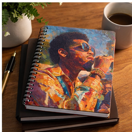 Spiral Notebook With Vintage Soul Singer Art Cover Ruled Paper For Lyrics Journals 90 Gsm