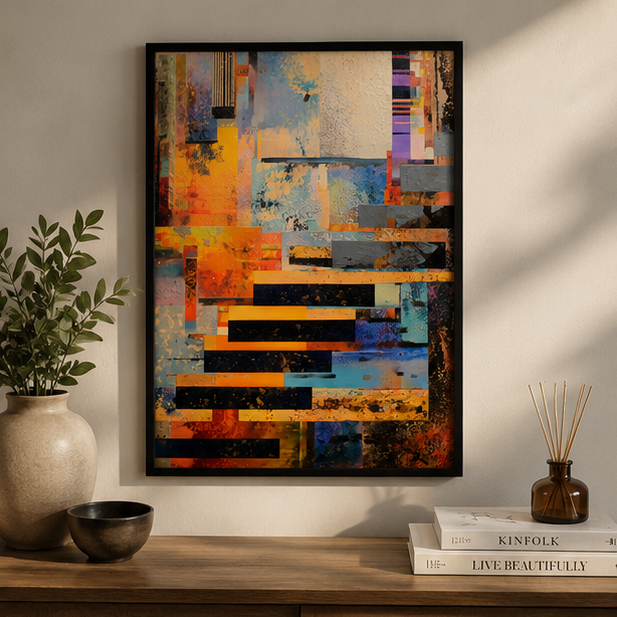 Abstract Geometric Matte Poster Modern Color Block Wall Art Vertical Giclee Print On Museum Grade Archival Paper