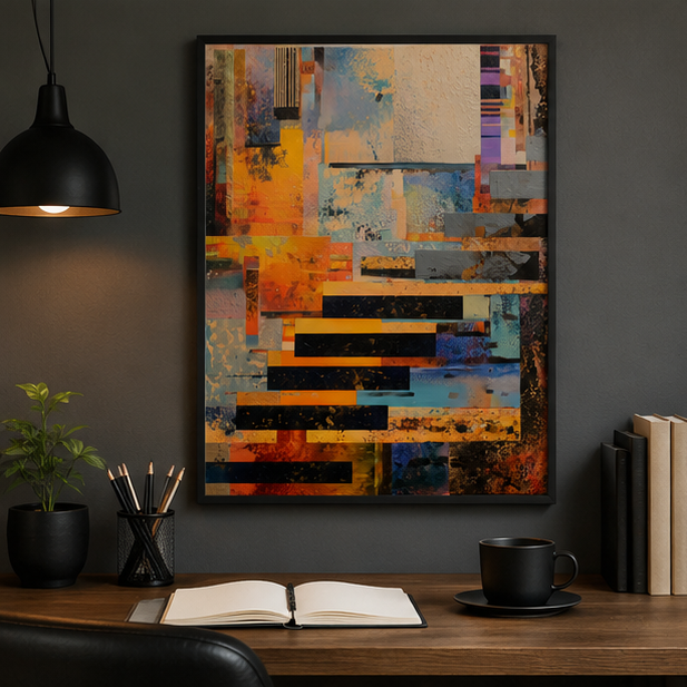Abstract Geometric Matte Poster Modern Color Block Wall Art Vertical Giclee Print On Museum Grade Archival Paper
