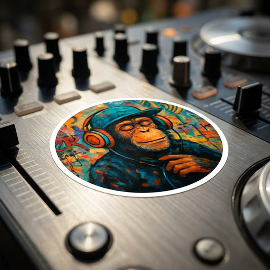 "Primal Groove" DJ Chimp Sticker - MusicandydesignsPaper products