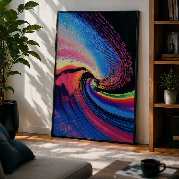 Psychedelic Wave Matte Poster Vibrant Abstract Vertical Wall Art Museum Grade Archival Ink Print
