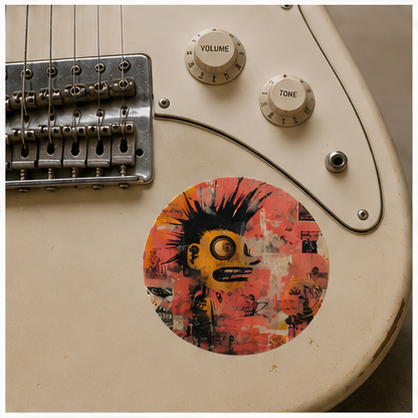 Punk Collage Round Sticker Grungy Street Art Laptop Decal Indoor Outdoor Matte Laminated Vinyl