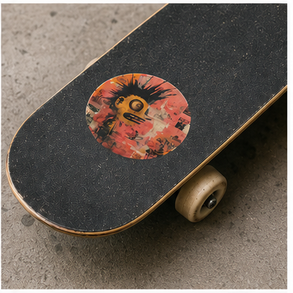 Punk Collage Round Sticker Grungy Street Art Laptop Decal Indoor Outdoor Matte Laminated Vinyl