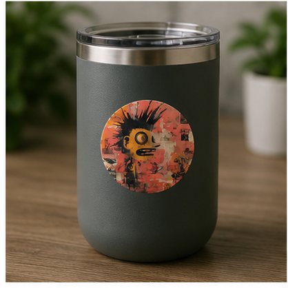 Punk Collage Round Sticker Grungy Street Art Laptop Decal Indoor Outdoor Matte Laminated Vinyl