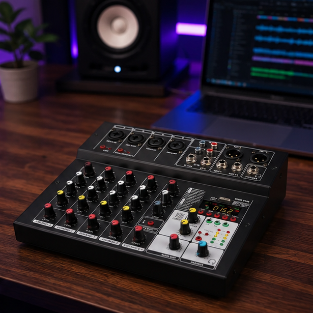 Mini 6-Channel Bluetooth Audio Mixer for Music & Streaming