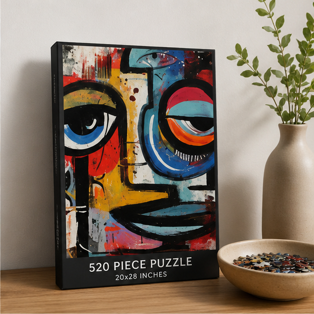 Vibrant Abstract Street Art Face Jigsaw Puzzle For Adults And Teens