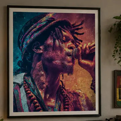 Reggae Singer Matte Poster Vertical Vintage Dreadlocks Music Wall Art Portrait For Gallery Display Printify