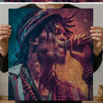 Reggae Singer Matte Poster Vertical Vintage Dreadlocks Music Wall Art Portrait For Gallery Display Printify