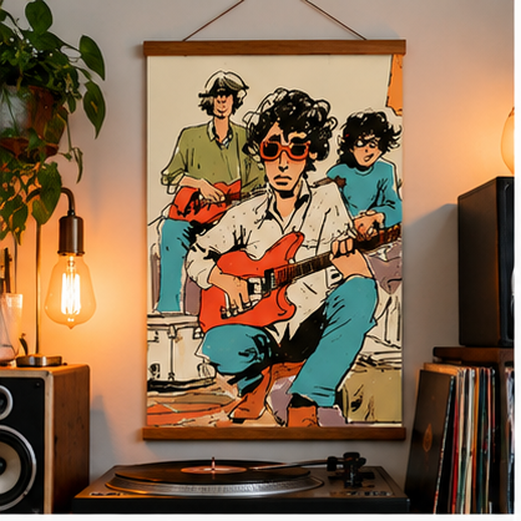 Retro Indie Band Poster, Vintage Rock Music Wall Art, Guitar Player Print, Alternative Music Decor, Musician Gift, Garage Band Art