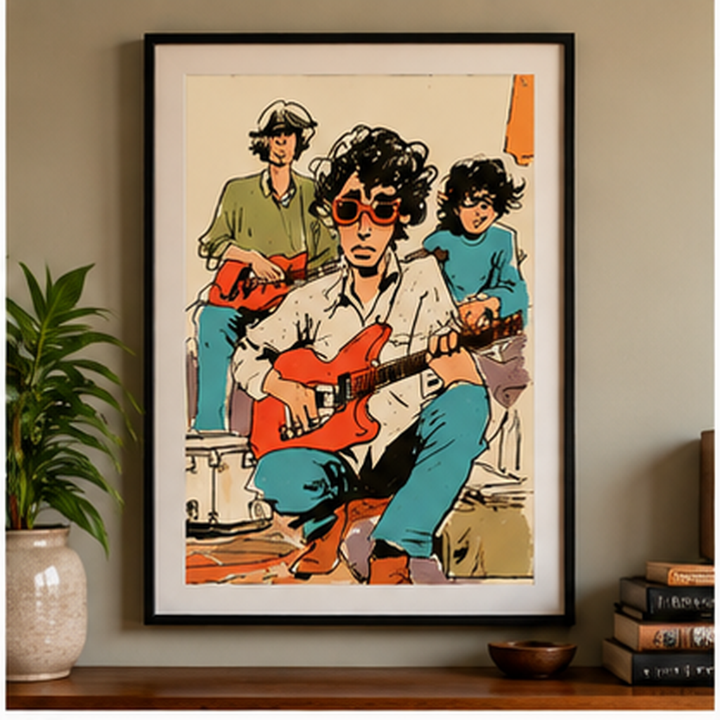 Retro Indie Band Poster, Vintage Rock Music Wall Art, Guitar Player Print, Alternative Music Decor, Musician Gift, Garage Band Art
