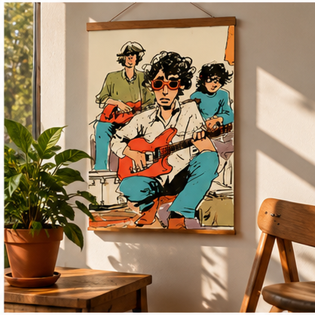 Retro Indie Band Poster, Vintage Rock Music Wall Art, Guitar Player Print, Alternative Music Decor, Musician Gift, Garage Band Art