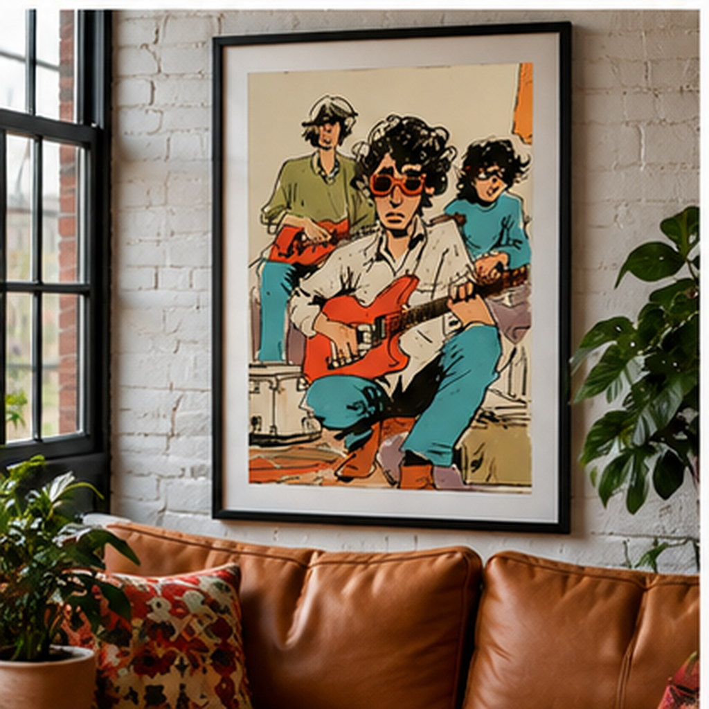 Retro Indie Band Poster, Vintage Rock Music Wall Art, Guitar Player Print, Alternative Music Decor, Musician Gift, Garage Band Art