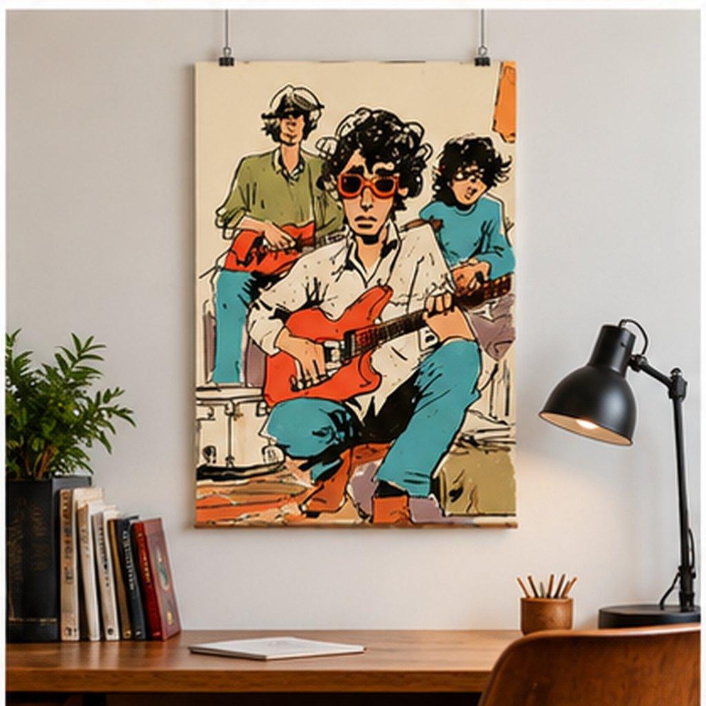Retro Indie Band Poster, Vintage Rock Music Wall Art, Guitar Player Print, Alternative Music Decor, Musician Gift, Garage Band Art